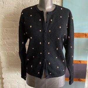 Talbots 90s oversized fully studded embellished black cardigan